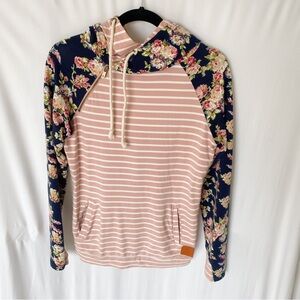 AMPERSAND FLORAL DOUBLEHOOD HOODIE LIGHT PINK